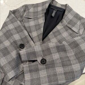 Robert Rodriguez Gray Plaid Blazer With 3/4 Sleeves Sparkles Size 8 90's Chic